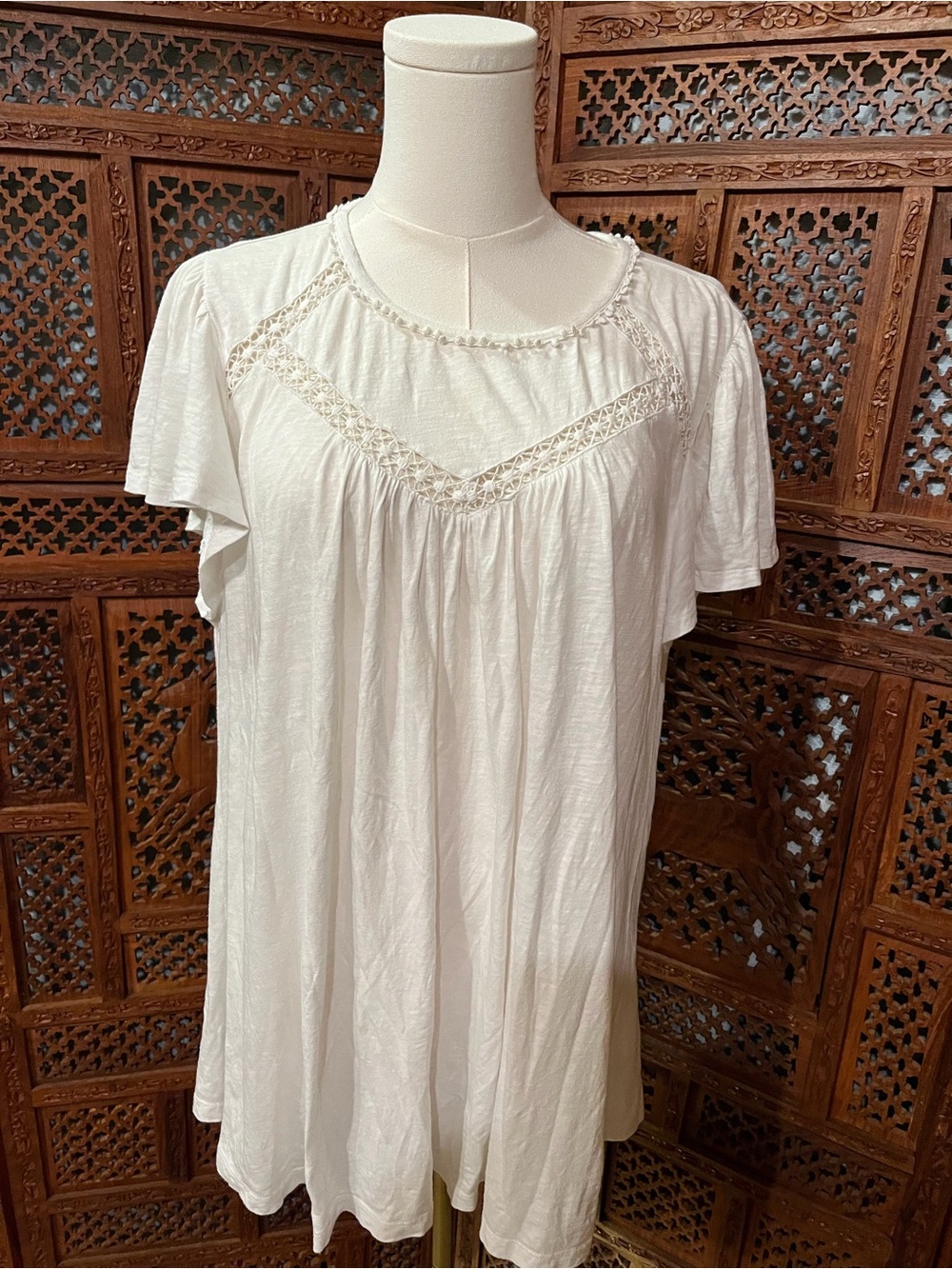 Lane Bryant Ivory Crochet Trim Peasant Top | Size 18/20 | Boho Cottagecore